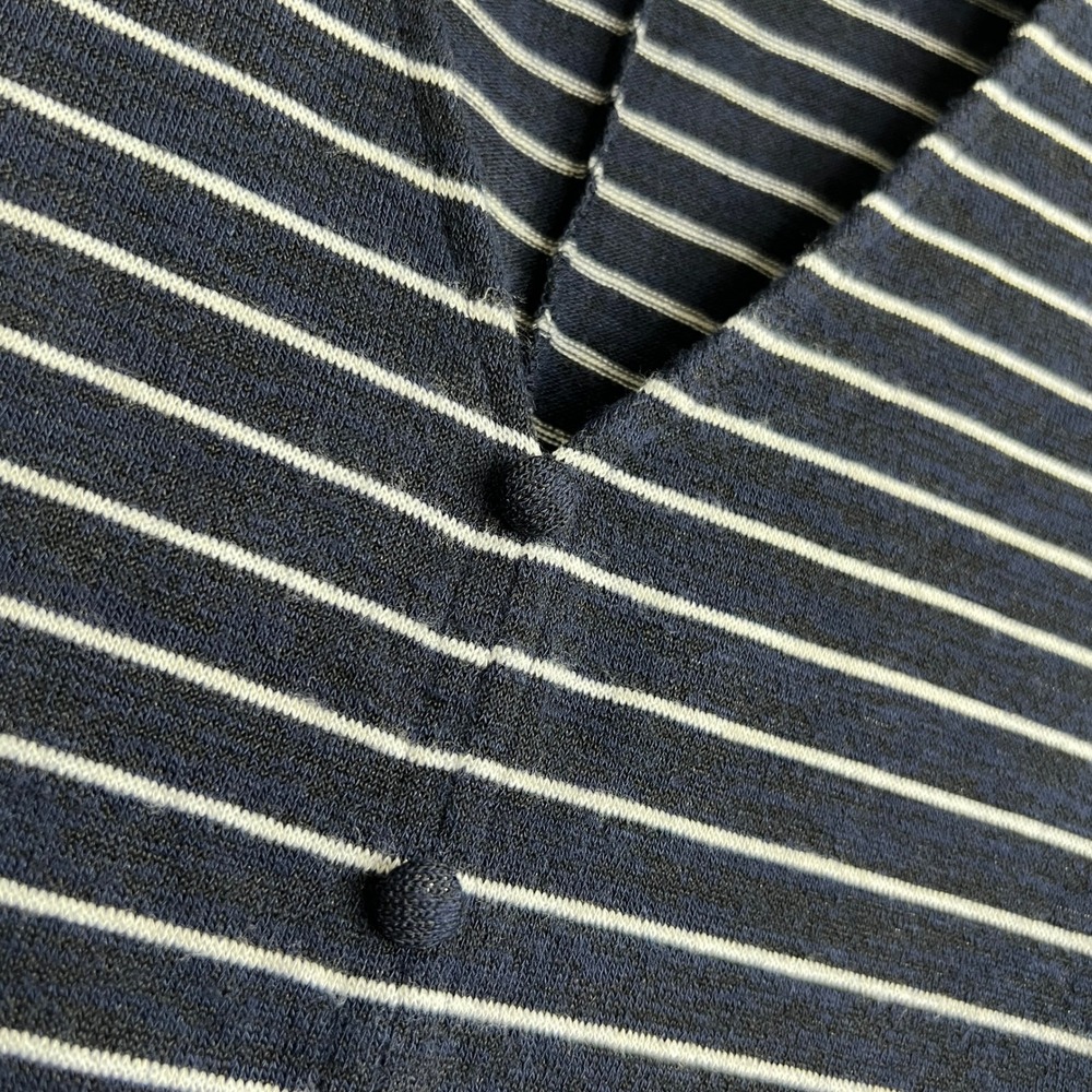 Rag & Bone Navy Blue White Knit Striped V-Neck Sleeveless Button Front Top Small - Picture 4 of 6